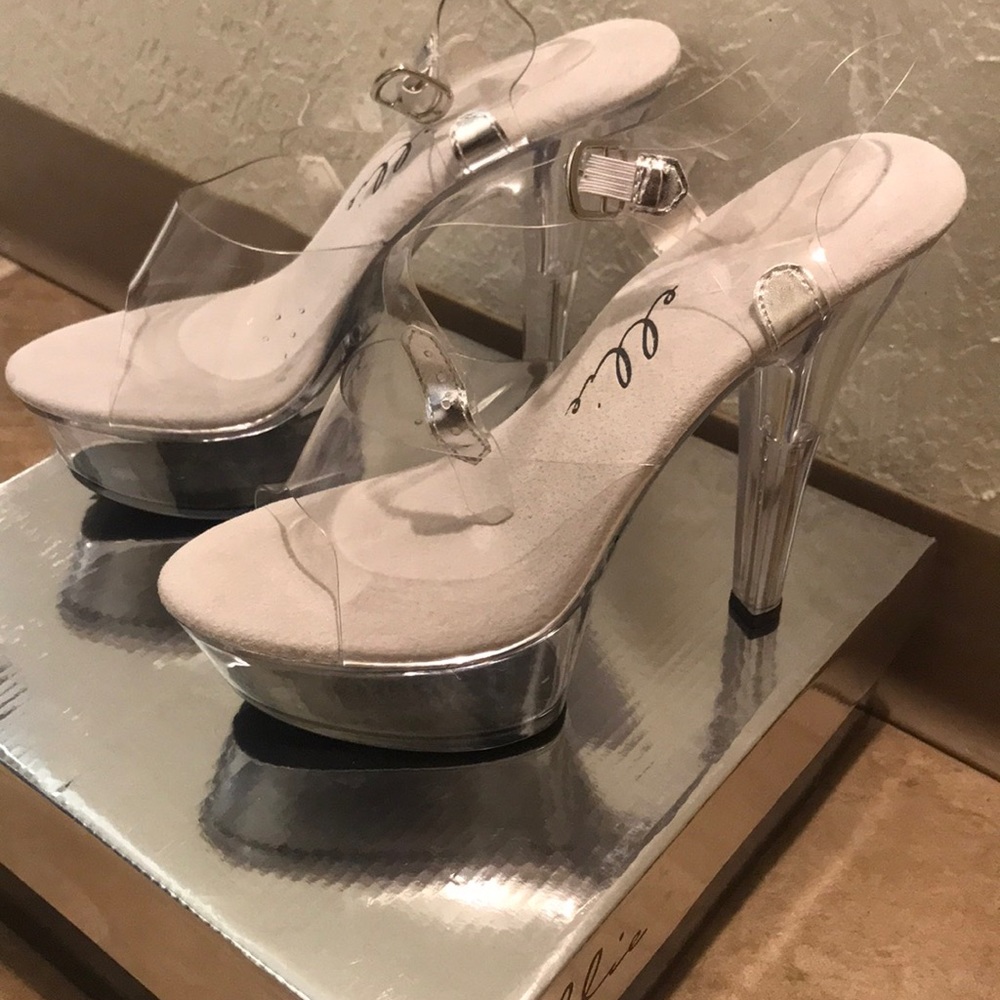 Ellie platform clear exotic dancer shoes